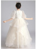 Beaded Ivory Lace Tulle Chic Flower Girl Dress